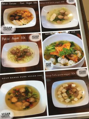 Menu at Vegan Forever in Denpasar