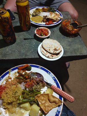 Curry and roti at Cosmic Power Woody Cottage in Nidangala