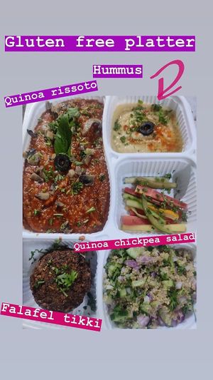 Gluten free platter. Quinoa and falafel with hummus at Step Out Cafe in Jaipur
