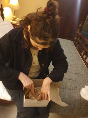 Hazelnut cake 8.5/10 Delicious at Step Out Cafe in Jaipur