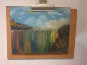 Some great post impressionism/expressionism art pieces at Step Out Cafe in Jaipur