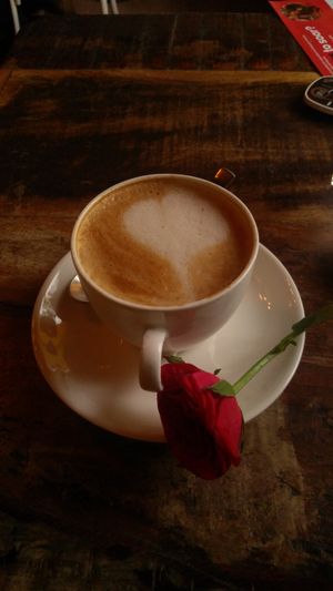 This is cafe latte made in soy milk. at Step Out Cafe in Jaipur