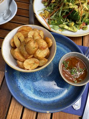 Potatoes with lemon and rosemary(I think) at Refectory Kitchen in Canterbury