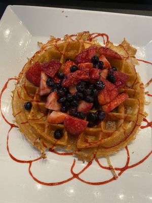 vegan berry waffle at Waffles INCaffeinated in Wexford