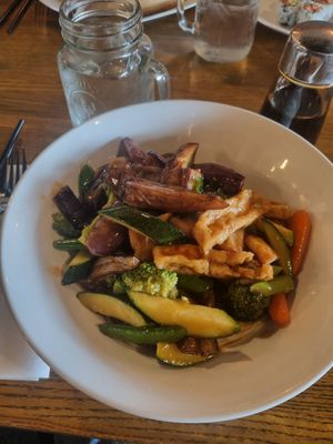 Garlic eggplant bowl at Roots in Princeton