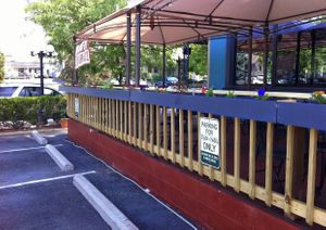 Parking and deck at Taste of India in Bloomington