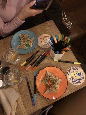 spinach and tofu dumplings (6 poinds each)  at Ugly Dumpling in London