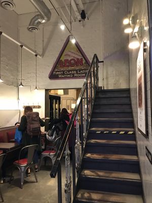Inside seating area  at LEON in North London
