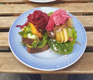 Potato and mushroom options at Din Nye Ven in Copenhagen