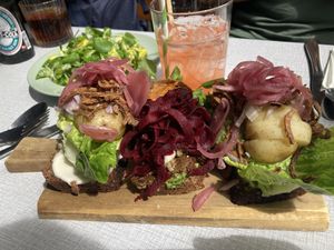 Potatoe and mushroom smørrebrød   at Din Nye Ven in Copenhagen