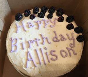 Lovely vegan birthday cake! These can be special ordered. Delicious! at Crumble Coffee and Bakery in Bloomington