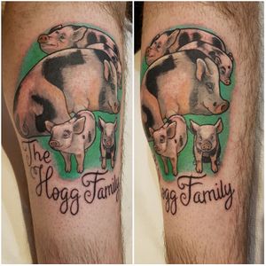 Happy pig family. at Inky Swallows in Hove