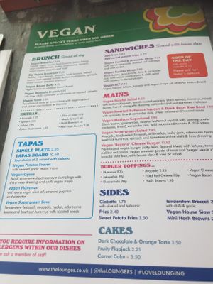 Vegan menu at Lounges - Berro Lounge in Didcot