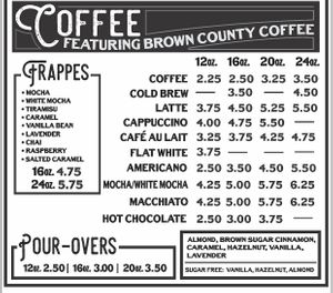 Coffee options as well at The Chocolate Moose in Bloomington