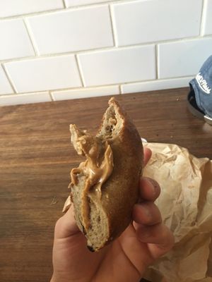 Peanut butter bagel at Bo's Bagels in New York City