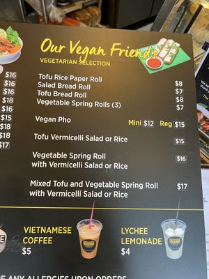 vegan menu  at Saigon Summer in Surry Hills