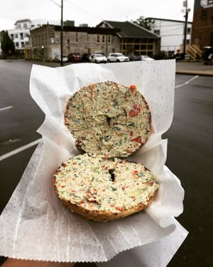 Vegan schmear! at Bloomington Bagel Company in Bloomington
