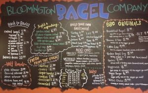 Menu at Bloomington Bagel Company in Bloomington