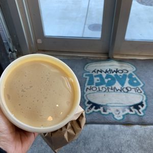The hummus is great as a take away for later! at Bloomington Bagel Company in Bloomington