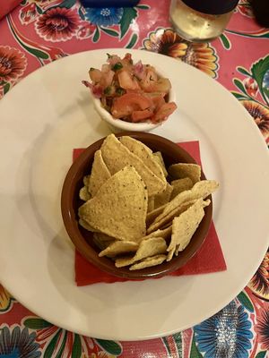 Tortilla chips and salsa   at Dos Sombreros in Brighton