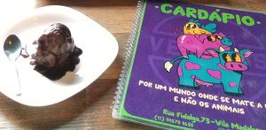 “por um mundo onde se mate a fome e não os animais” at Novos Veganos - Pinheiros in Sao Paulo