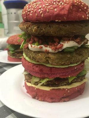 Vegan mega burguer at Novos Veganos - Pinheiros in Sao Paulo