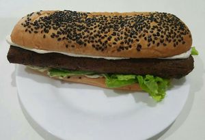 Vegan hot dog (with falafel) at Novos Veganos - Pinheiros in Sao Paulo