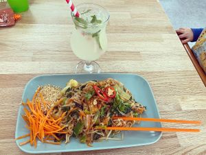 Rice noodles with tofu 😍  at Pho Nam in Tiverton