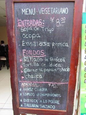 Menu Board at La Esquina Del Sabor in Trujillo