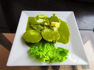 Menu: Ocopo (Andean Potatoes) - not vegan! at La Esquina Del Sabor in Trujillo