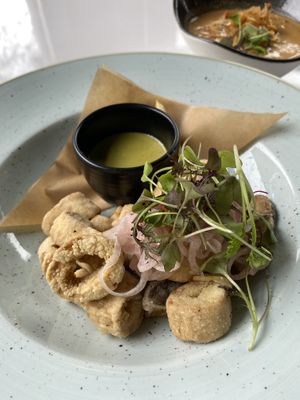 Vegan calamari   at Bistro Tendresse in Montreal