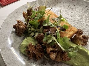 Cauliflower (the polenta looking part is also cauliflower )  at Bistro Tendresse in Montreal