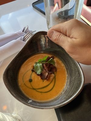 Soup cup size for reference   at Bistro Tendresse in Montreal