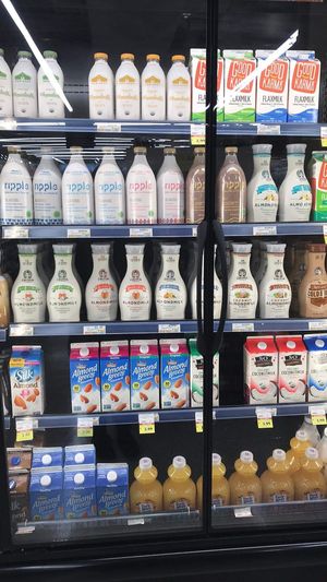 Vegan milk selection at Better Health Store in Ann Arbor