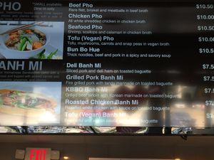 Menu 3 with vegan options  at Pho is for Lovers in Dallas