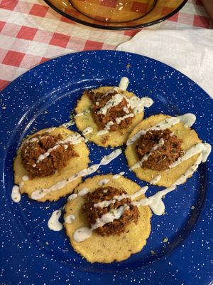 Tortos con picadillo  at Mostaza y Media in Gijon