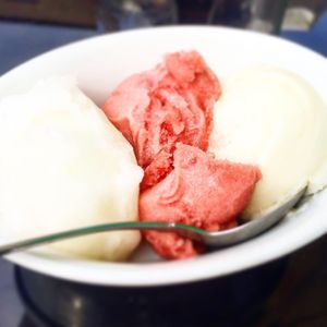 3 scoops of vegan sorbet  at Black Lion in Thirsk
