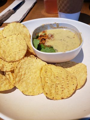Plant based queso at Flower Child in Washington