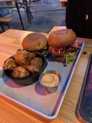 Burgers and cauliflower wings  at Dirty Vegan in Stockholm