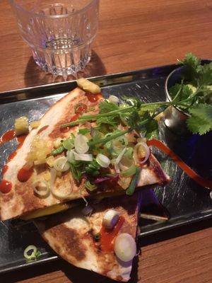 Their ”special”, tortilla with black beans at Dirty Vegan in Stockholm