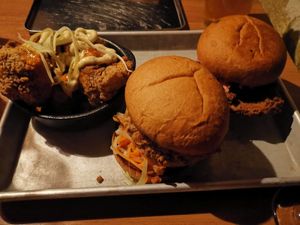Burgers and Cauliflower wings at Dirty Vegan in Stockholm