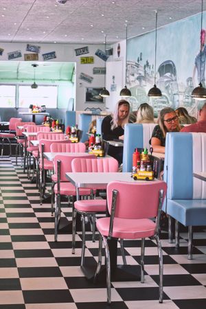 American diner-inspired interior decor. at Stacy's Diner in Koege