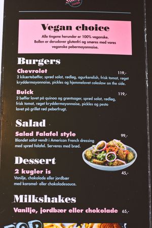 Vegan section of the menu. at Stacy's Diner in Koege