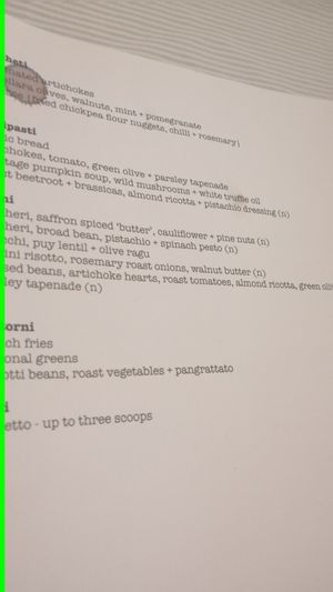 Menu at Ponte Vecchio in Hereford