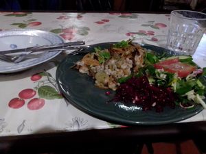 "Modern plov of wild mushroom and atlantic seaweed with countryside salad" at Casa da Horta in Porto