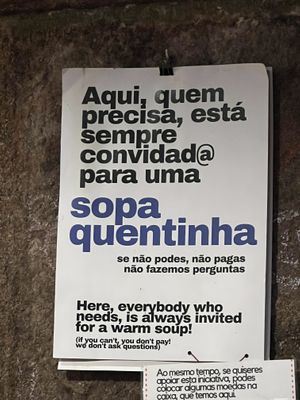 Free soup if you can’t afford it   at Casa da Horta in Porto