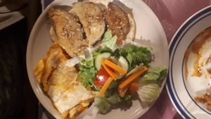 empanada de pisto with fried eggplant + salad at Casa da Horta in Porto