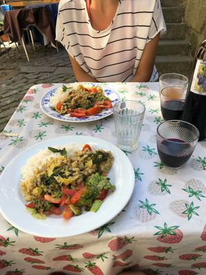 Pearl barley, veggies and rice lunch at Casa da Horta in Porto