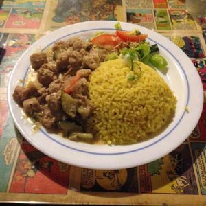 Dish of the day - Vegan Chorico with rice at Casa da Horta in Porto