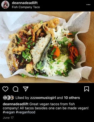 Vegan tacos  at Fish Company Taco in Galveston